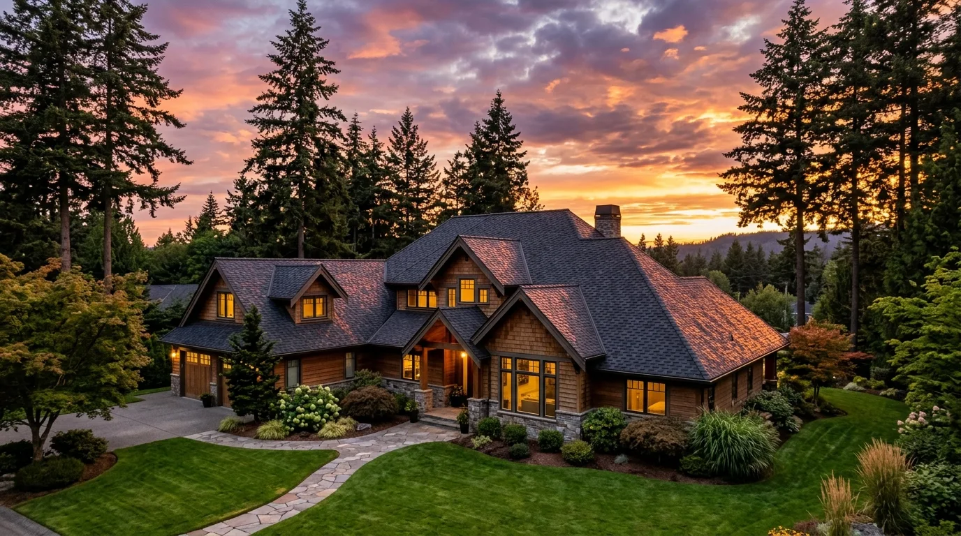 Beautiful roof installation at sunset